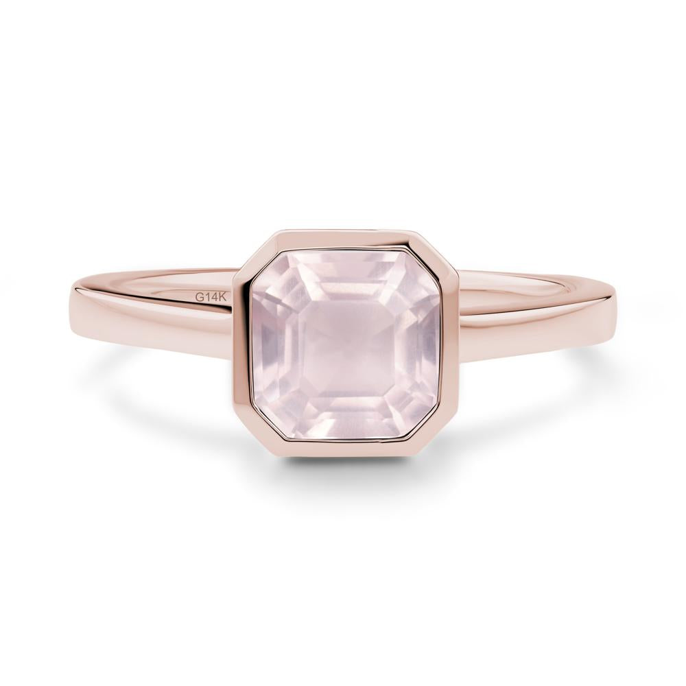 Asscher Cut Rose Quartz Engagement Ring - LUO Jewelry #metal_14k rose gold