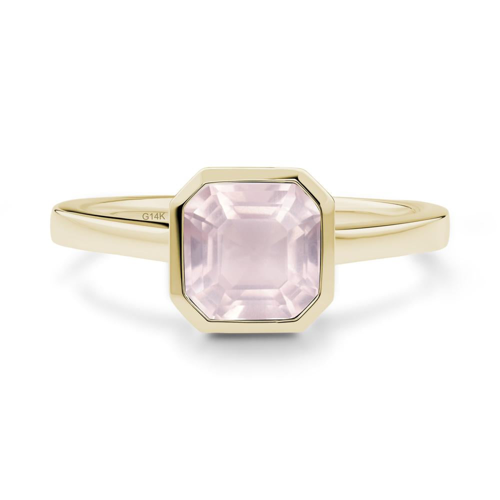 Asscher Cut Rose Quartz Engagement Ring - LUO Jewelry #metal_14k yellow gold