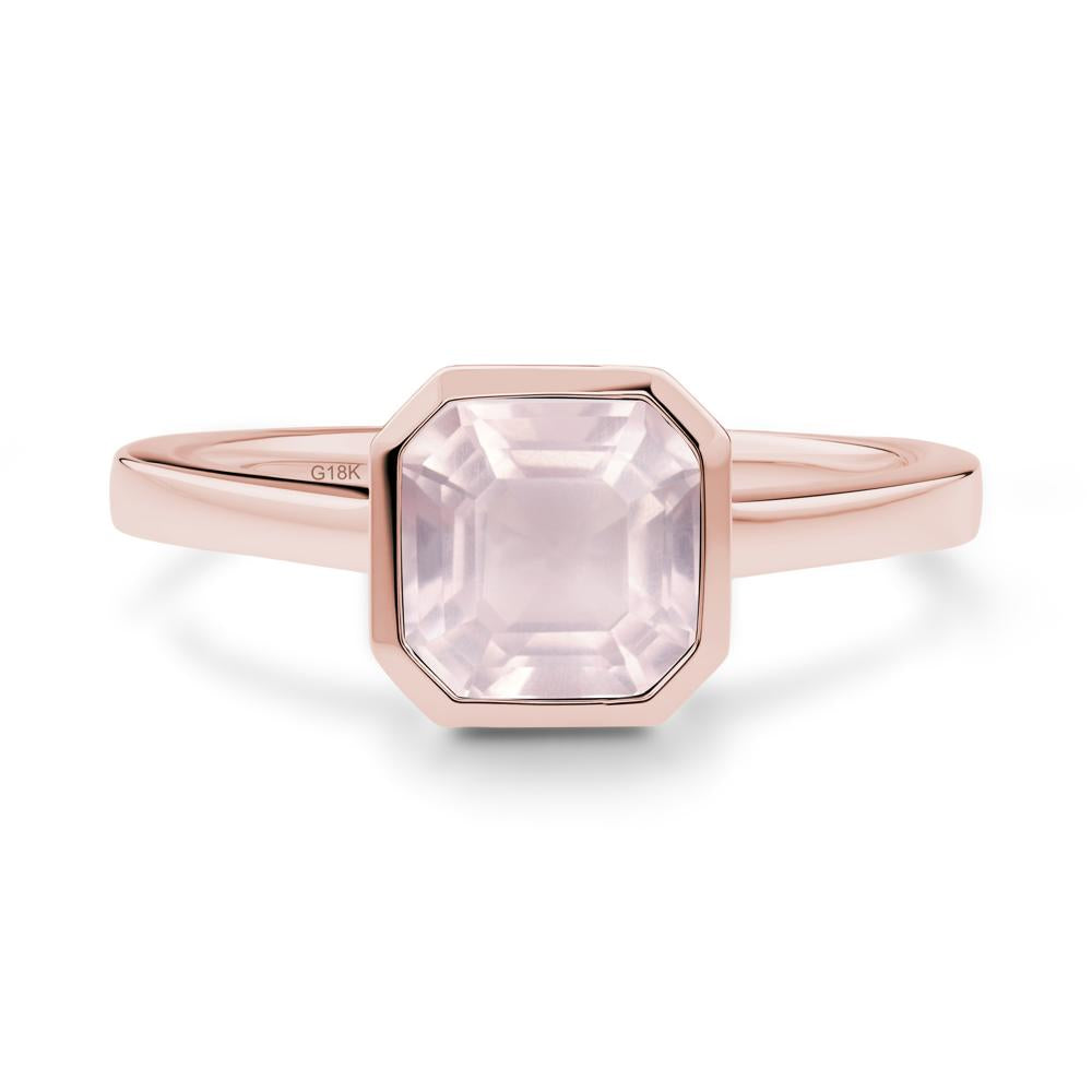 Asscher Cut Rose Quartz Engagement Ring - LUO Jewelry #metal_18k rose gold