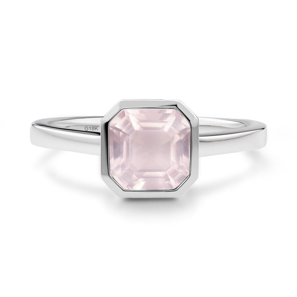 Asscher Cut Rose Quartz Engagement Ring - LUO Jewelry #metal_18k white gold