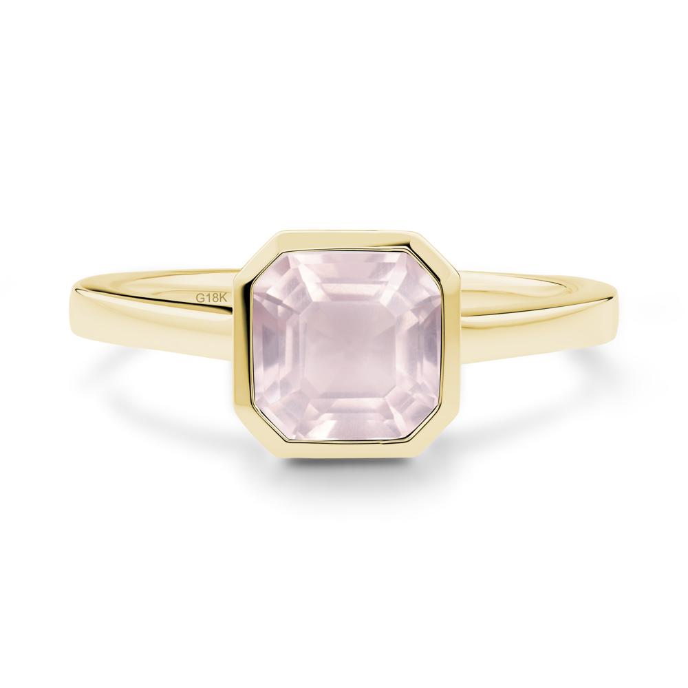 Asscher Cut Rose Quartz Engagement Ring - LUO Jewelry #metal_18k yellow gold
