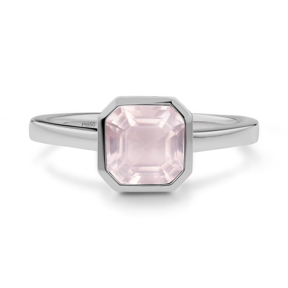 Asscher Cut Rose Quartz Engagement Ring - LUO Jewelry #metal_platinum