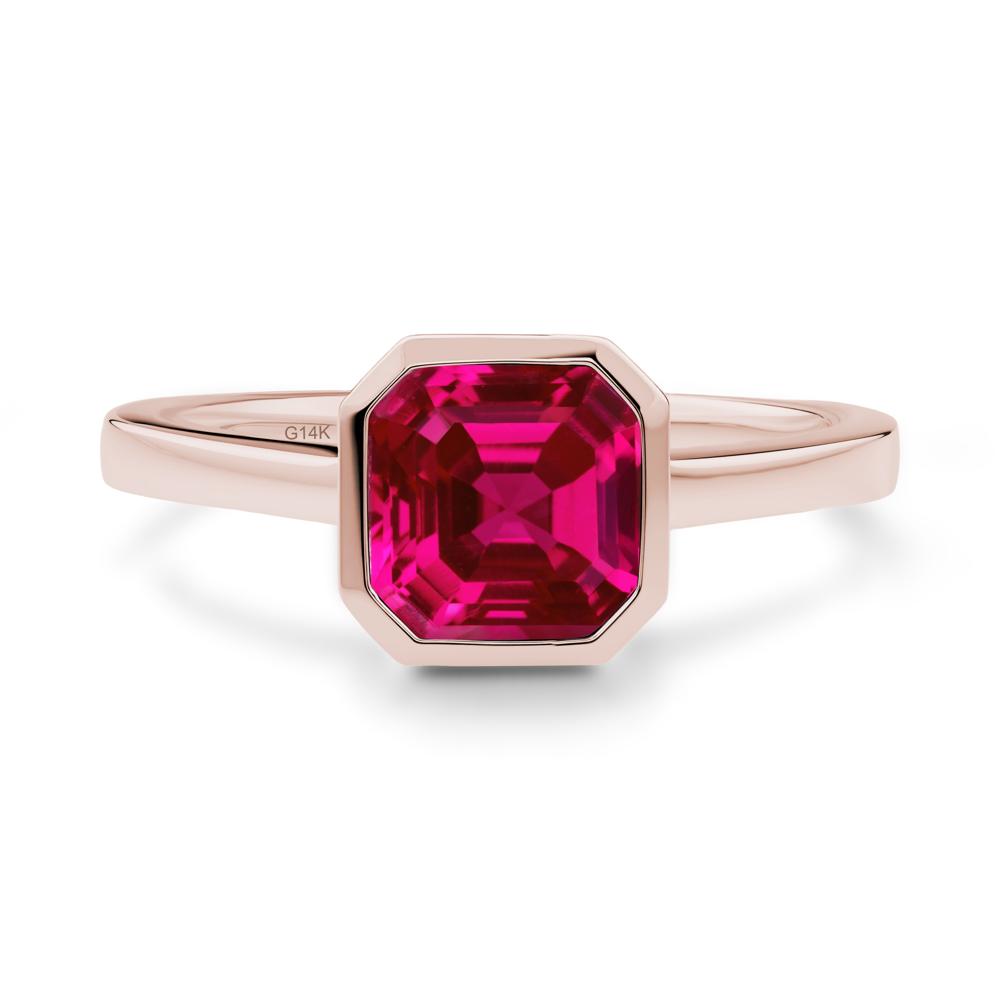 Asscher Cut Ruby Engagement Ring - LUO Jewelry #metal_14k rose gold