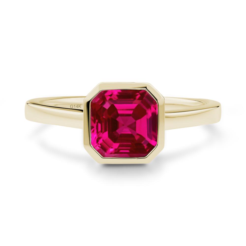 Asscher Cut Ruby Engagement Ring - LUO Jewelry #metal_14k yellow gold