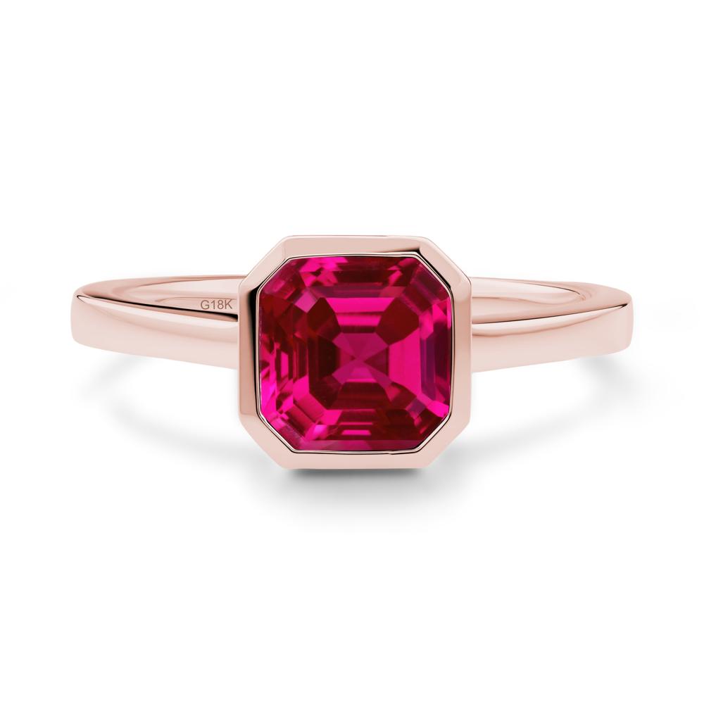 Asscher Cut Ruby Engagement Ring - LUO Jewelry #metal_18k rose gold