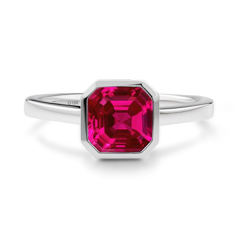 Asscher Cut Ruby Engagement Ring - LUO Jewelry #metal_18k white gold