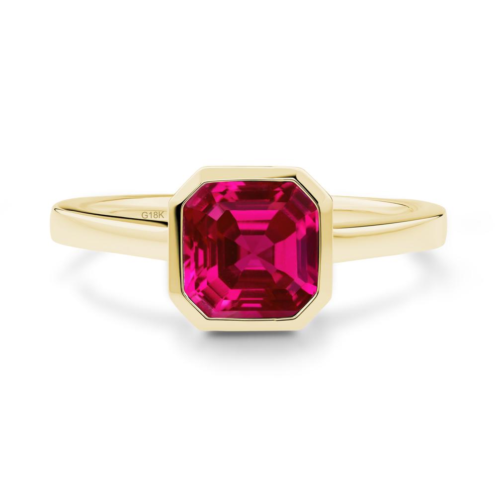 Asscher Cut Ruby Engagement Ring - LUO Jewelry #metal_18k yellow gold
