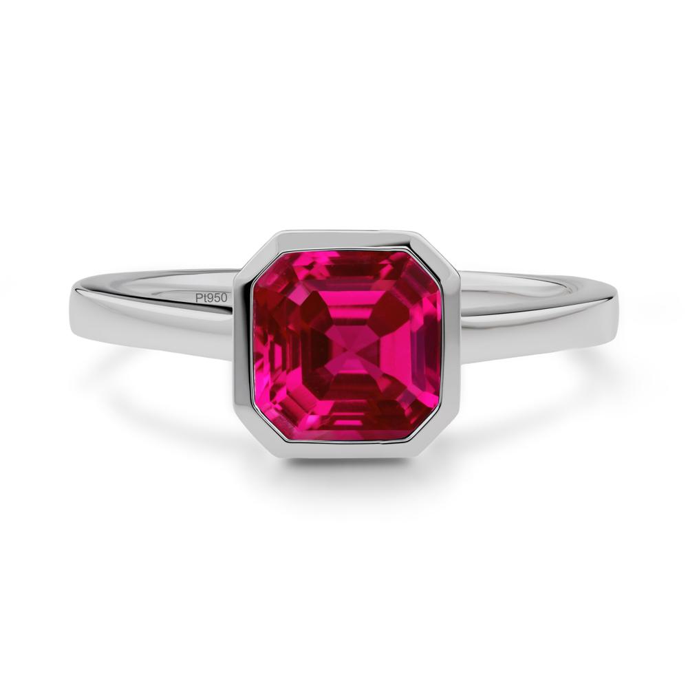 Asscher Cut Ruby Engagement Ring - LUO Jewelry #metal_platinum