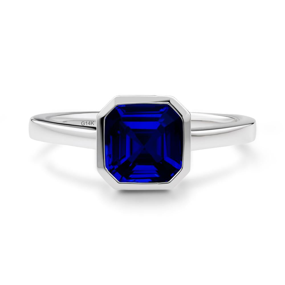 Asscher Cut Sapphire Engagement Ring - LUO Jewelry #metal_14k white gold