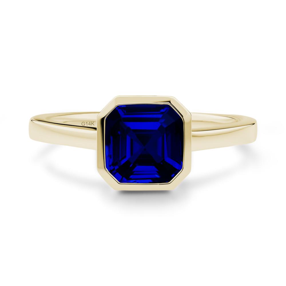 Asscher Cut Sapphire Engagement Ring - LUO Jewelry #metal_14k yellow gold