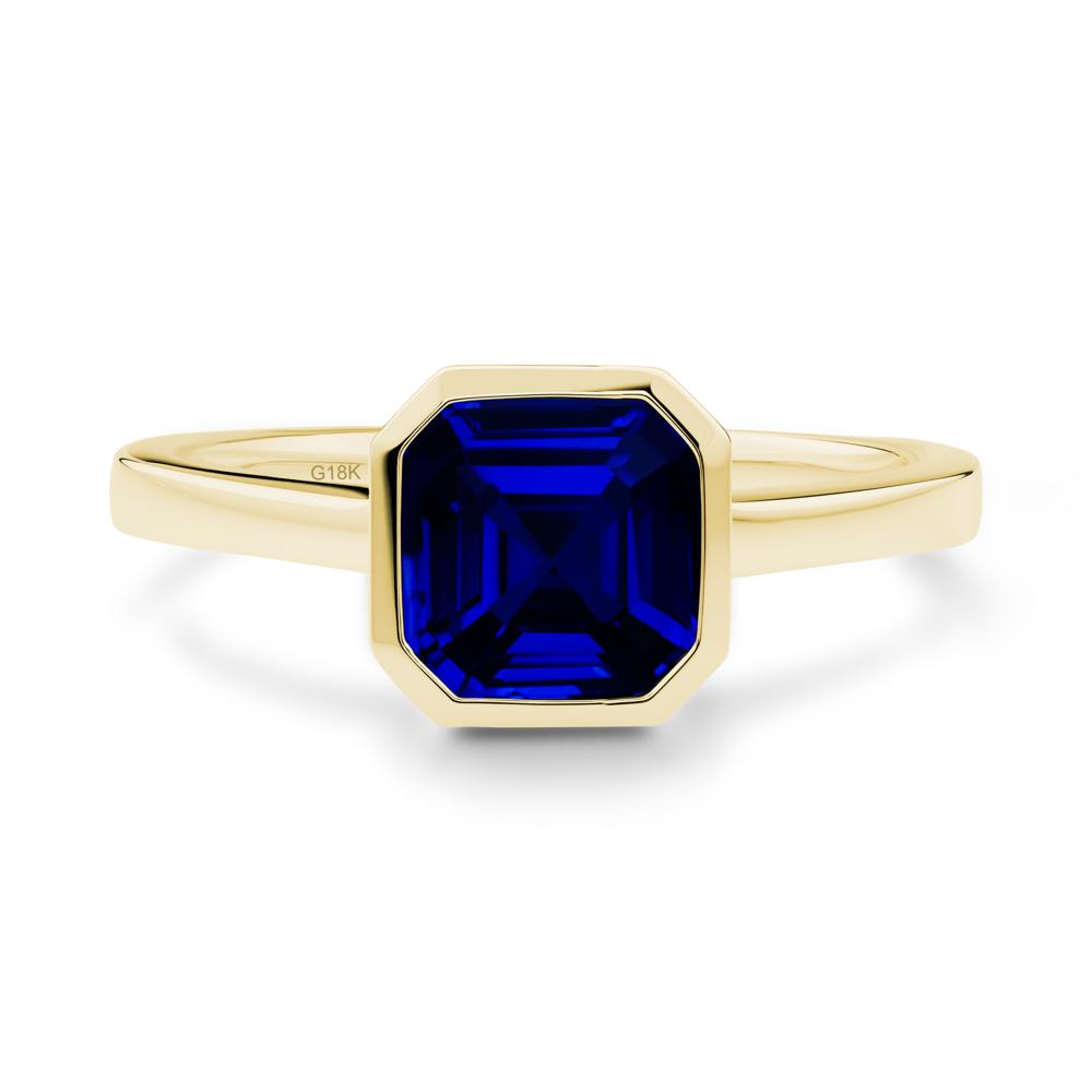 Asscher Cut Sapphire Engagement Ring - LUO Jewelry #metal_18k yellow gold