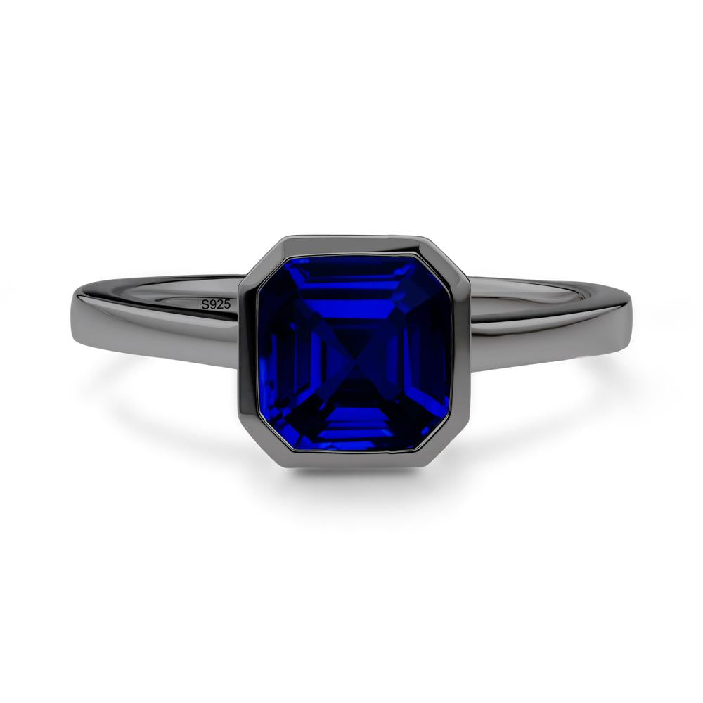 Asscher Cut Sapphire Engagement Ring - LUO Jewelry #metal_black finish sterling silver