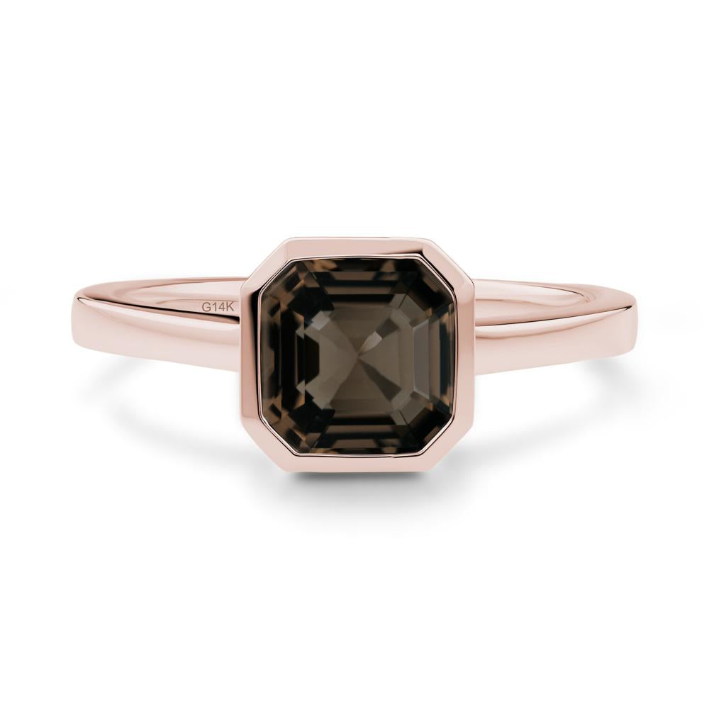 Smoky Quartz Asscher Bezel Ring - LUO Jewelry #metal_14k rose gold
