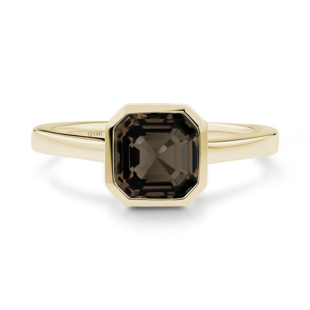Smoky Quartz Asscher Bezel Ring - LUO Jewelry #metal_14k yellow gold