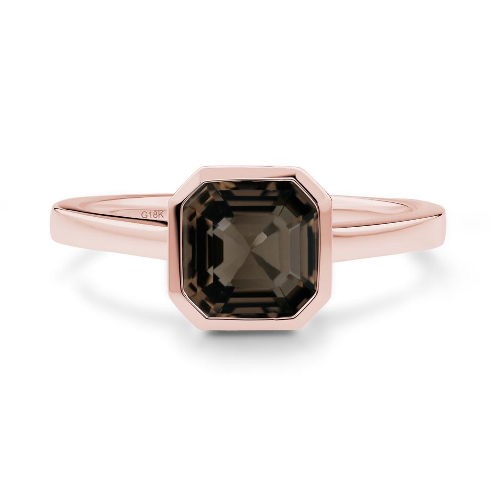 Smoky Quartz Asscher Bezel Ring - LUO Jewelry #metal_18k rose gold