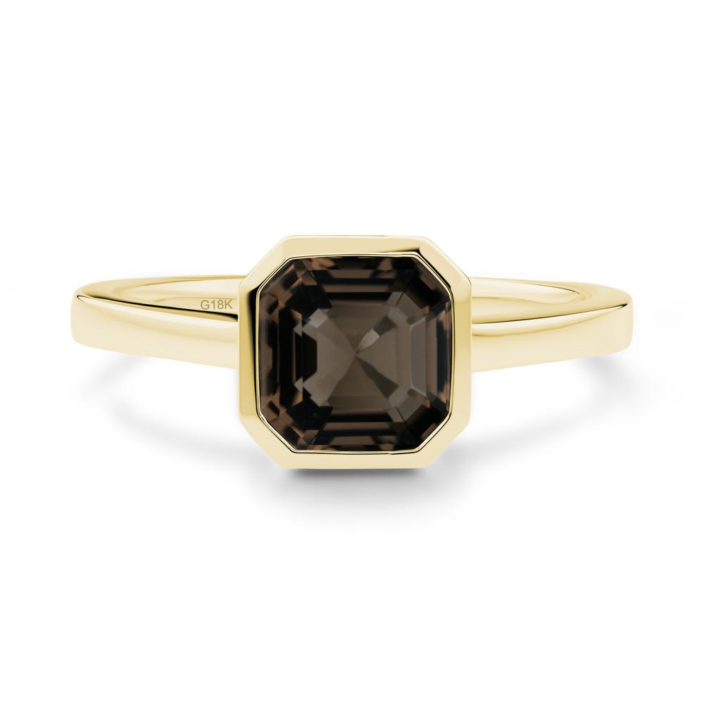 Smoky Quartz Asscher Bezel Ring - LUO Jewelry #metal_18k yellow gold