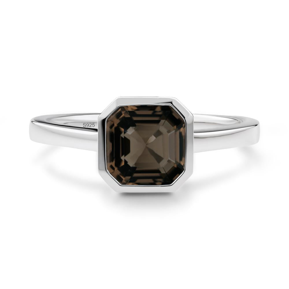 Smoky Quartz Asscher Bezel Ring - LUO Jewelry #metal_sterling silver