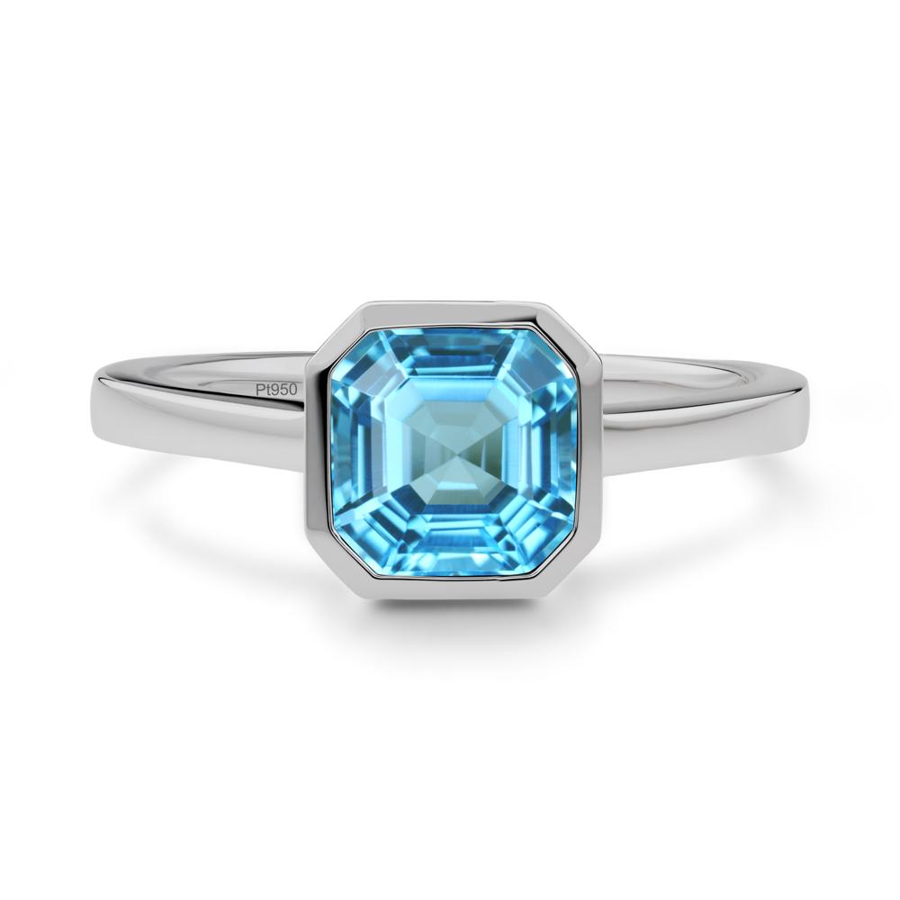 Swiss Blue Topaz Asscher Bezel Ring - LUO Jewelry #metal_platinum
