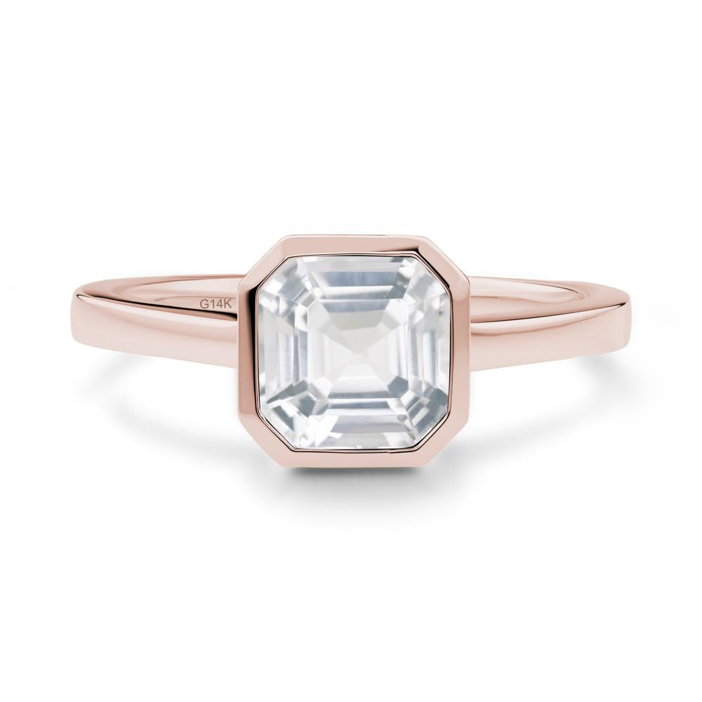 White Topaz Asscher Bezel Ring - LUO Jewelry #metal_14k rose gold
