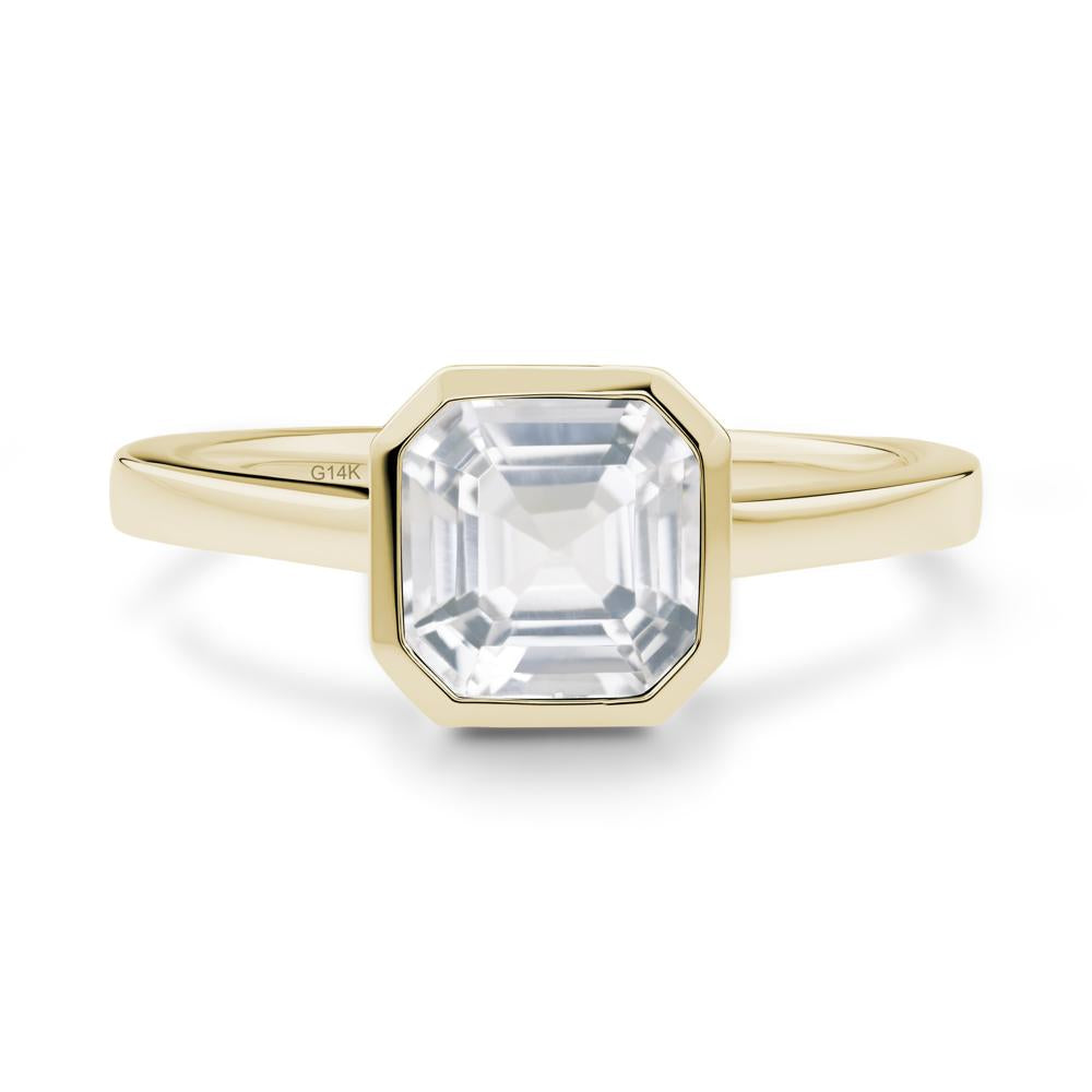 White Topaz Asscher Bezel Ring - LUO Jewelry #metal_14k yellow gold