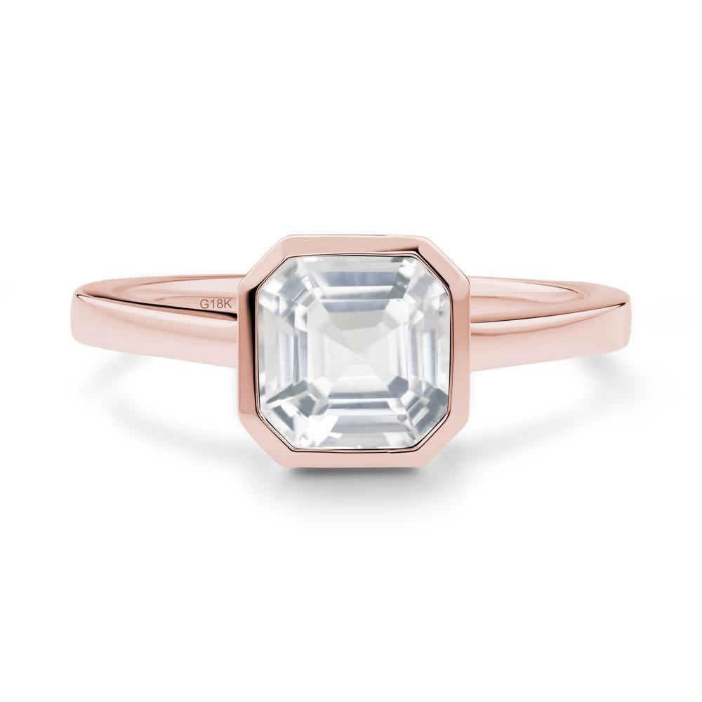 White Topaz Asscher Bezel Ring - LUO Jewelry #metal_18k rose gold