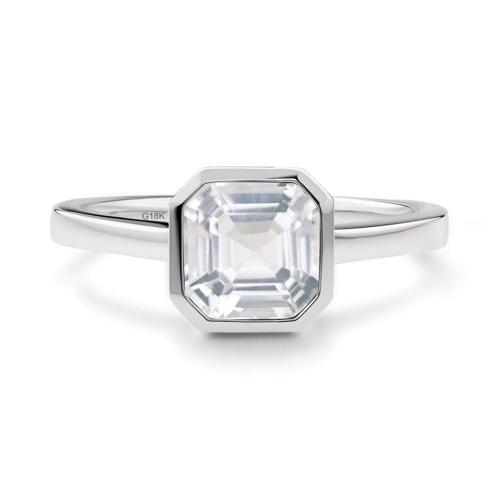 White Topaz Asscher Bezel Ring - LUO Jewelry #metal_18k white gold