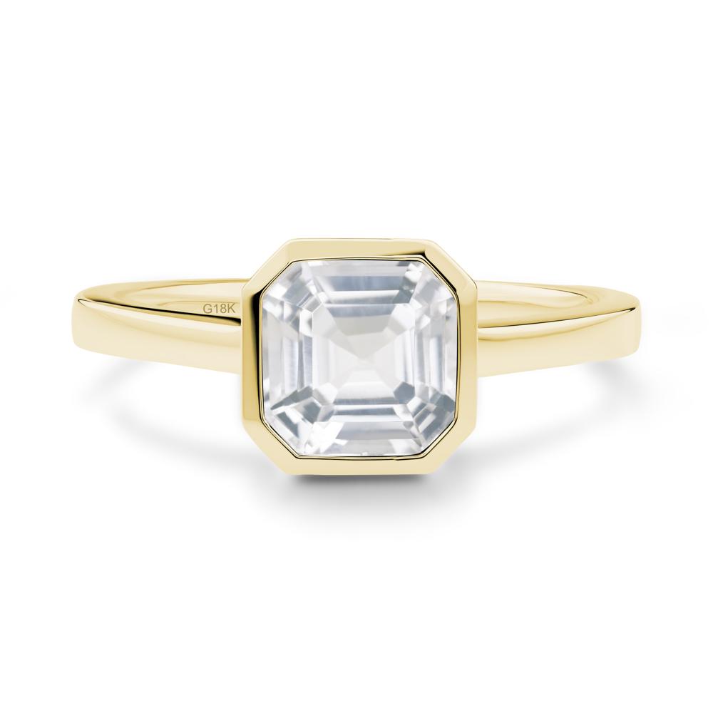 White Topaz Asscher Bezel Ring - LUO Jewelry #metal_18k yellow gold