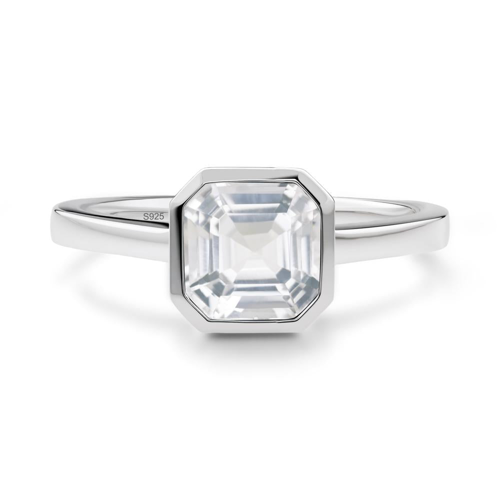 White Topaz Asscher Bezel Ring - LUO Jewelry #metal_sterling silver