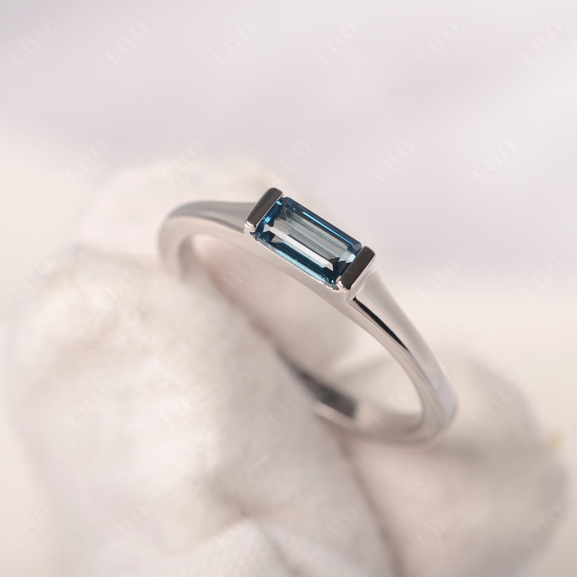 London Blue Topaz Baguette Ring - LUO Jewelry