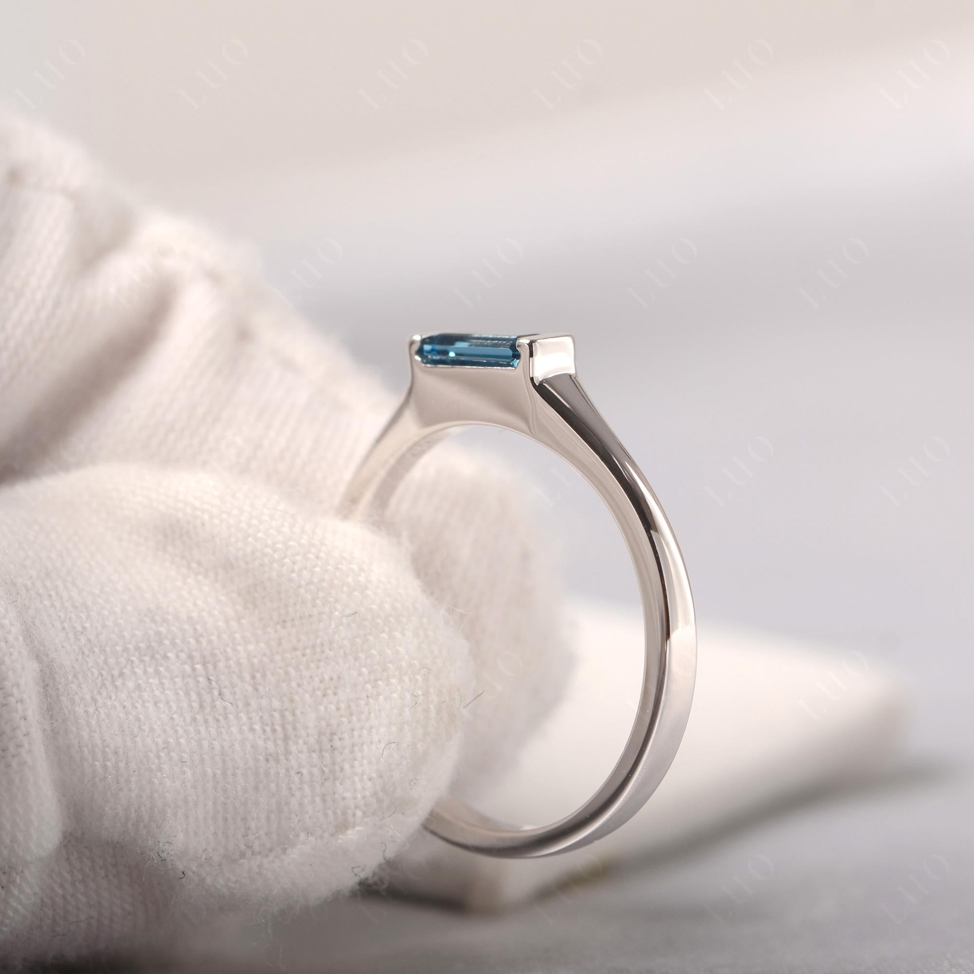London Blue Topaz Baguette Ring - LUO Jewelry