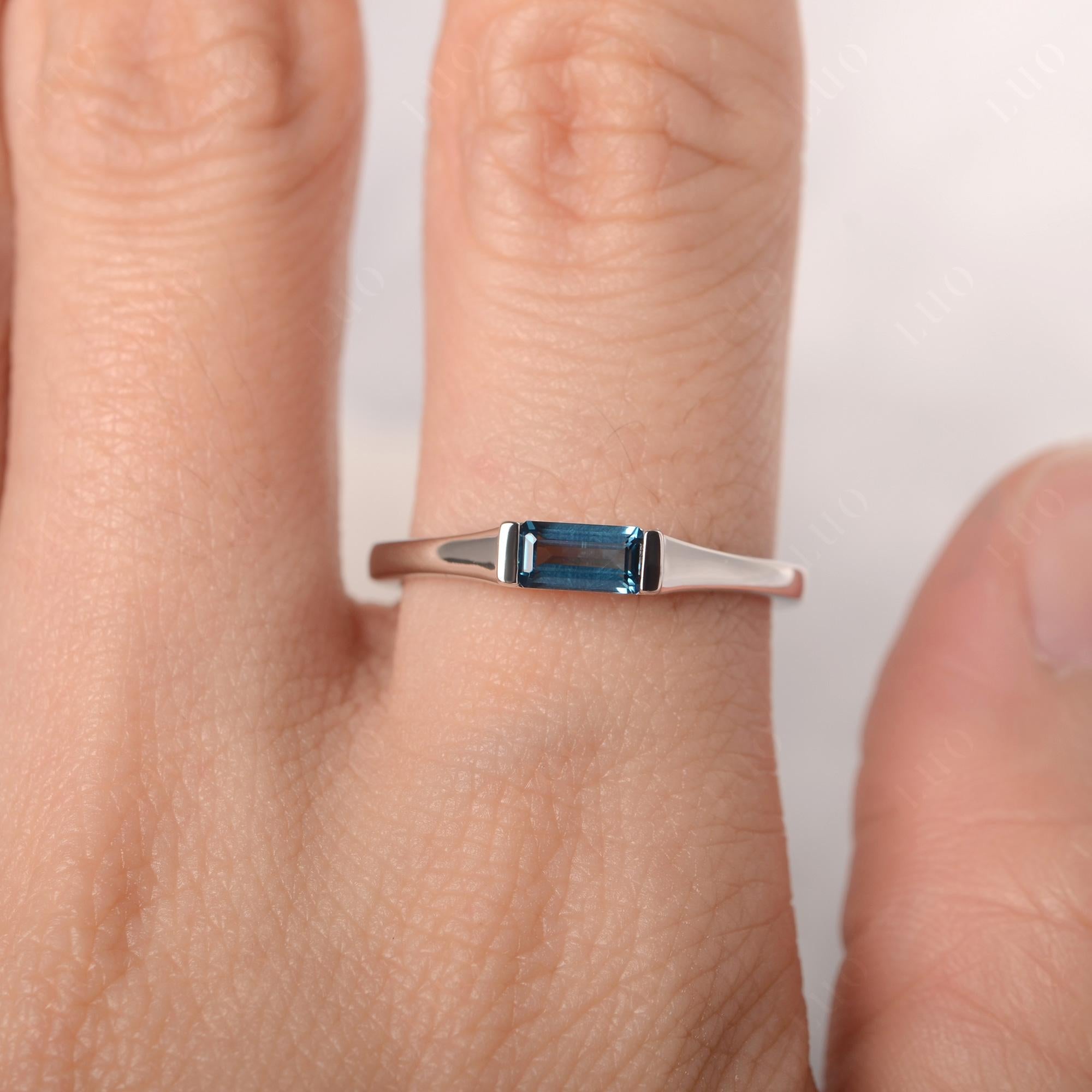 London Blue Topaz Baguette Ring - LUO Jewelry