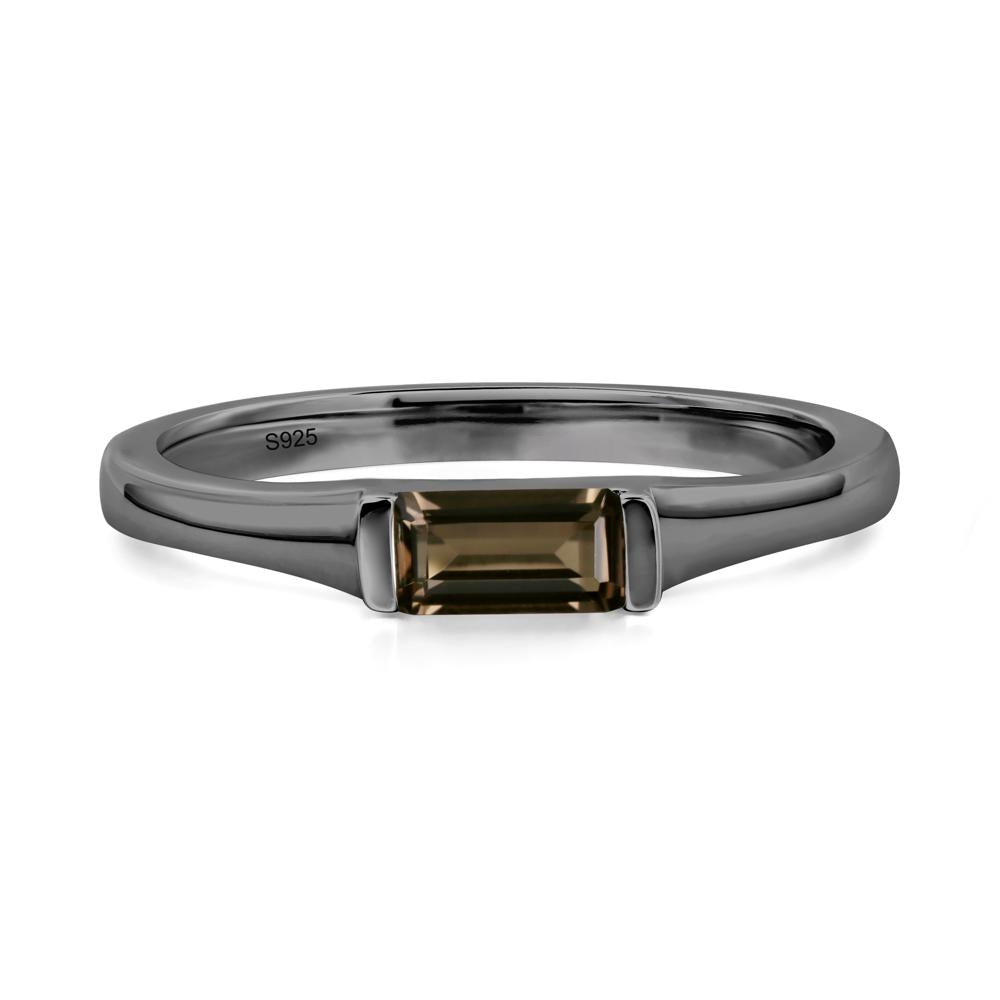 Smoky Quartz Baguette Ring - LUO Jewelry #metal_black finish sterling silver