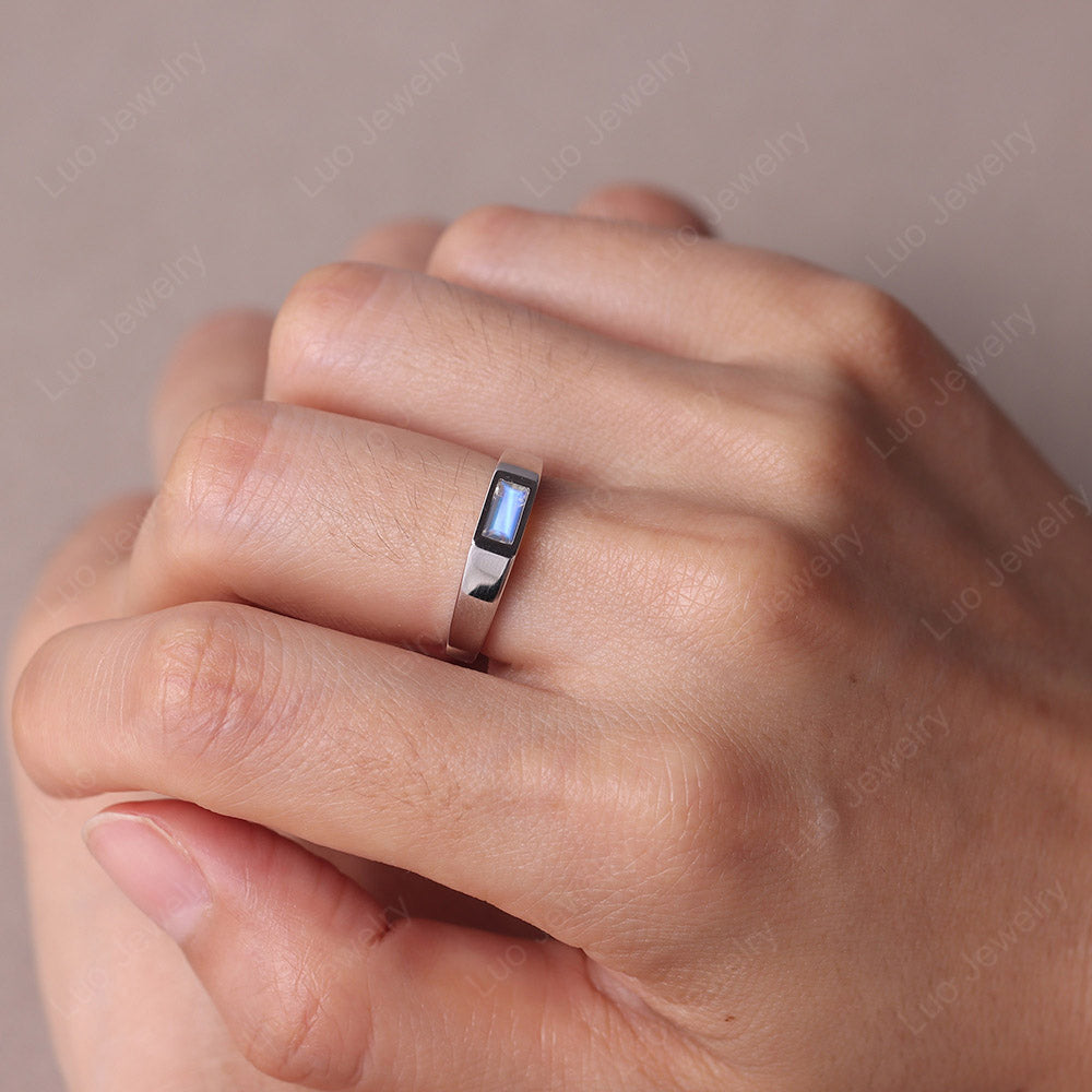 Moonstone Baguette Wedding Ring