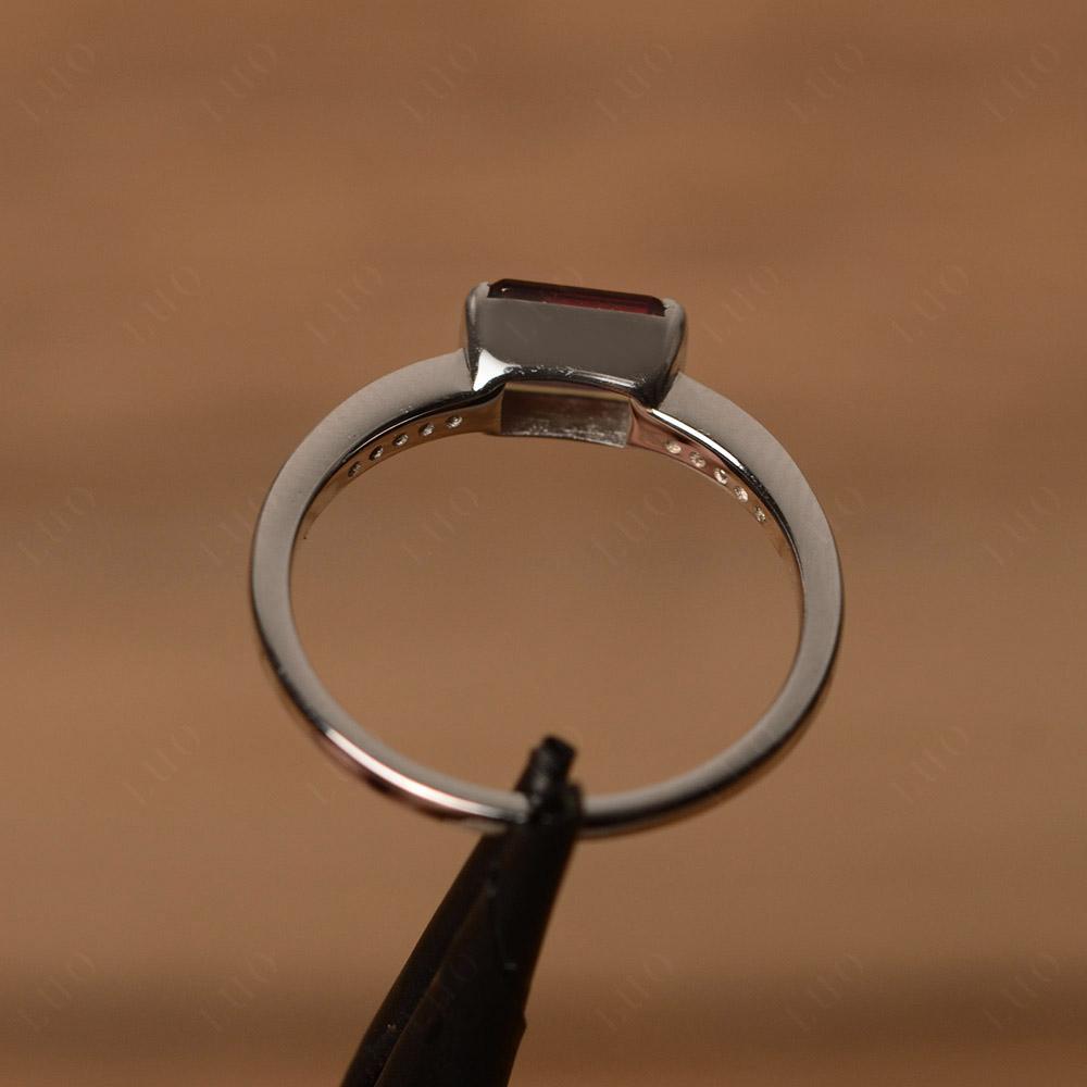 Half Bezel East West Garnet Ring | LUO Jewelry