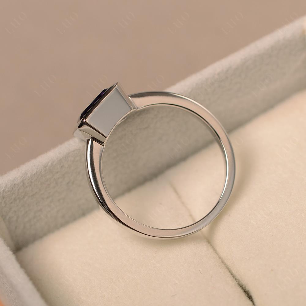 Amethyst Bezel Emerald Cut Engagement Ring - LUO Jewelry