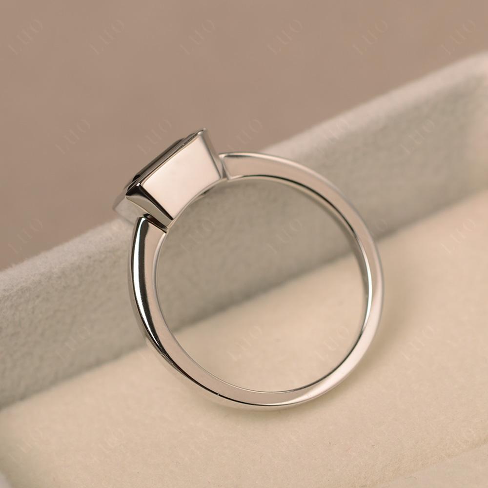 Black Spinel Bezel Emerald Cut Engagement Ring - LUO Jewelry