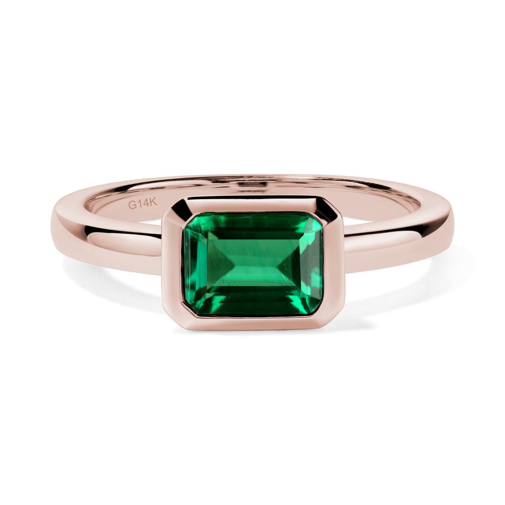 Emerald Bezel Emerald Cut Engagement Ring - LUO Jewelry #metal_14k rose gold