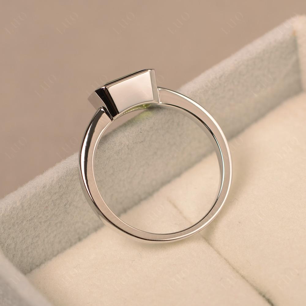 Peridot Bezel Emerald Cut Engagement Ring - LUO Jewelry