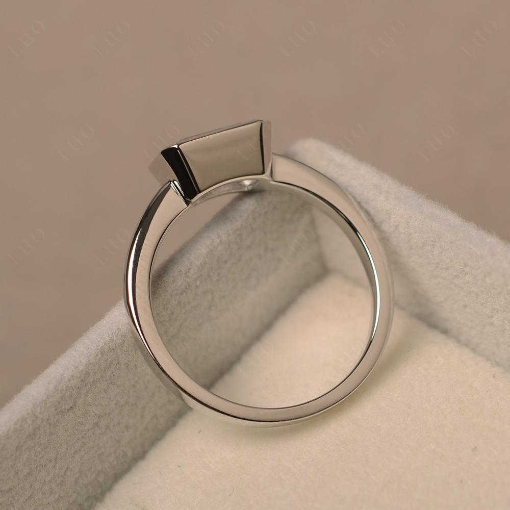 White Topaz Bezel Emerald Cut Engagement Ring - LUO Jewelry