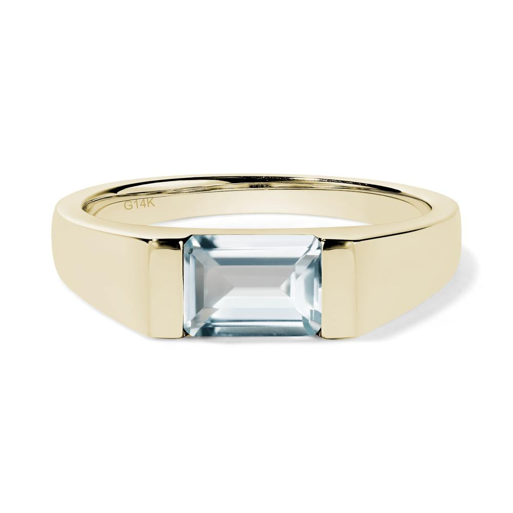 Horizontal Aquamarine Gender Neutral Ring - LUO Jewelry #metal_14k yellow gold