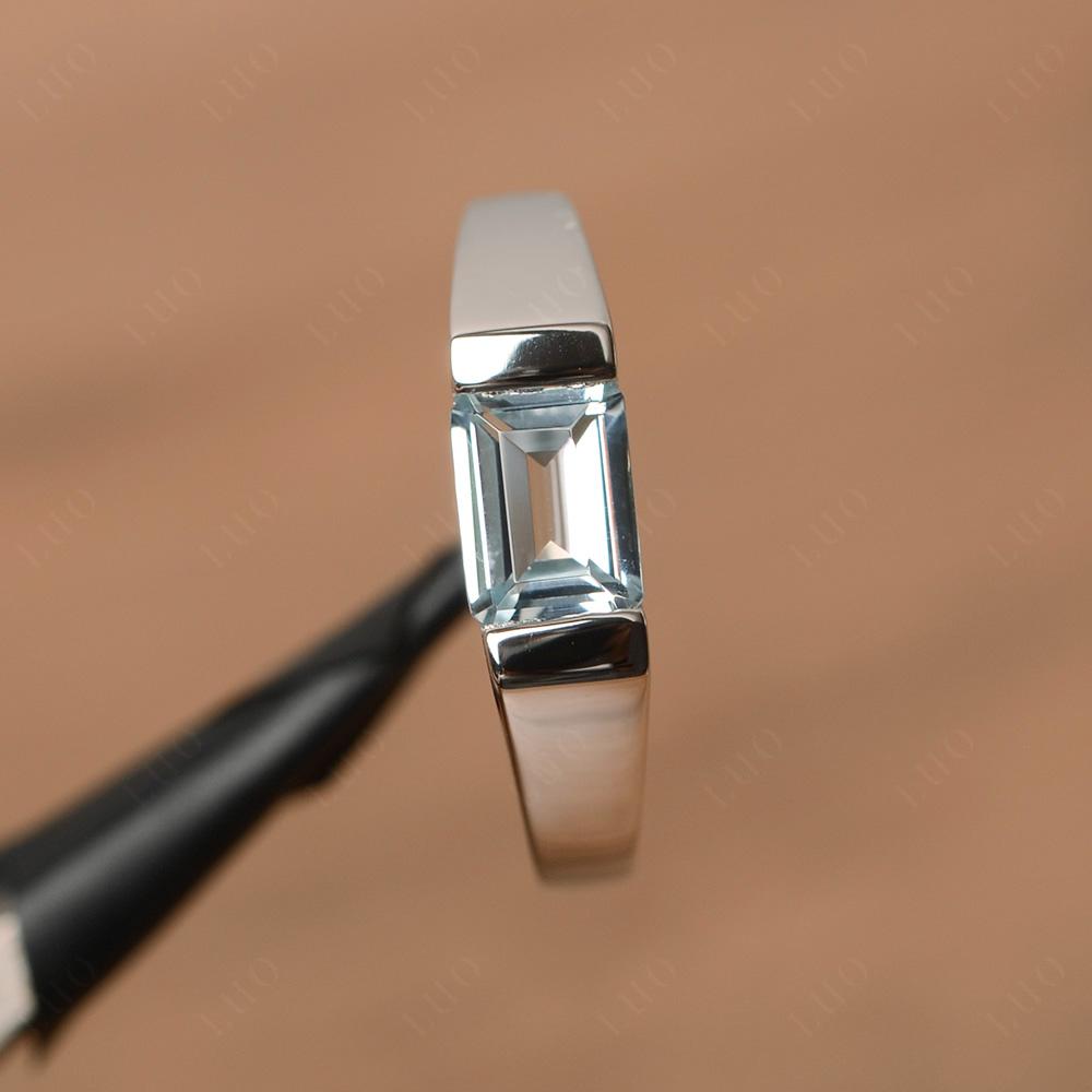 Horizontal Aquamarine Gender Neutral Ring - LUO Jewelry