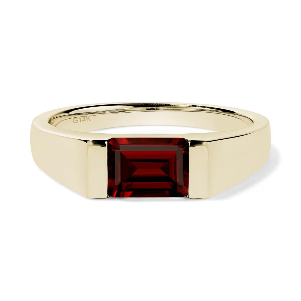 Horizontal Garnet Gender Neutral Ring - LUO Jewelry #metal_14k yellow gold