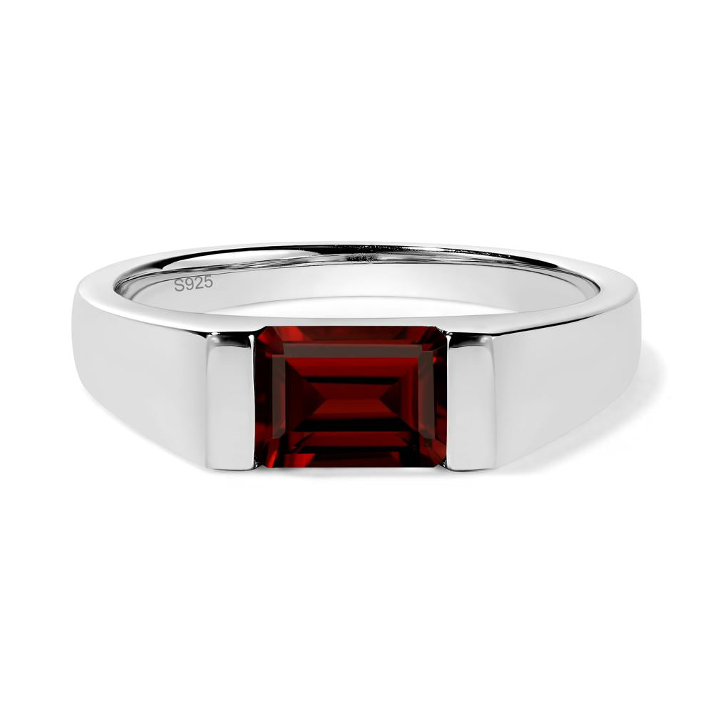 Horizontal Garnet Gender Neutral Ring - LUO Jewelry #metal_sterling silver