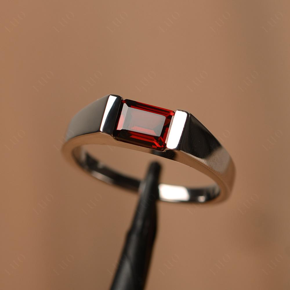 Horizontal Garnet Gender Neutral Ring - LUO Jewelry