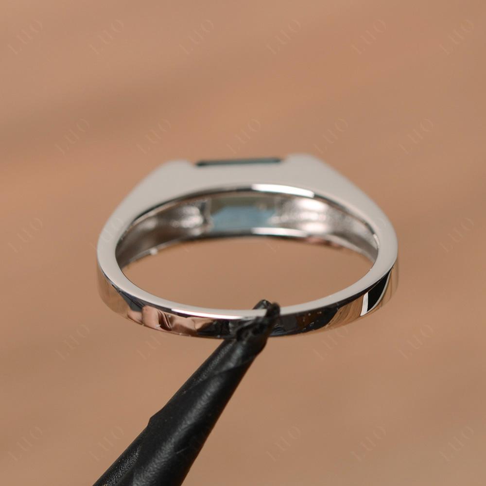Horizontal London Blue Topaz Gender Neutral Ring - LUO Jewelry