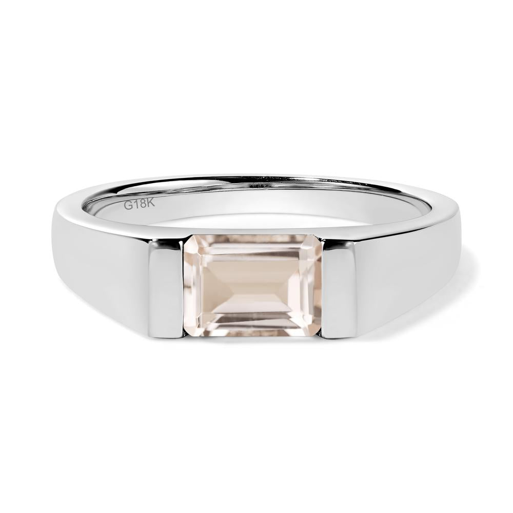 Horizontal Morganite Gender Neutral Ring - LUO Jewelry #metal_18k white gold