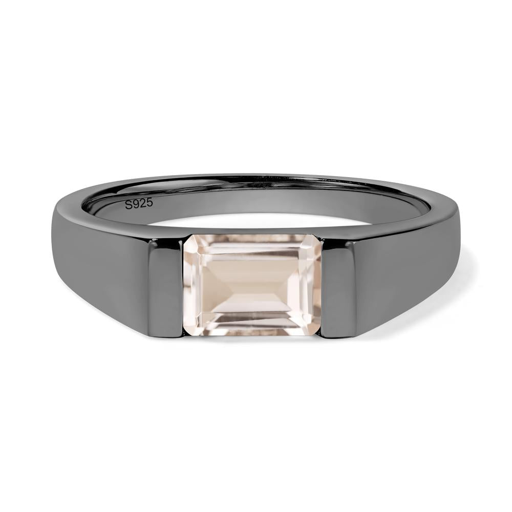 Horizontal Morganite Gender Neutral Ring - LUO Jewelry #metal_black finish sterling silver