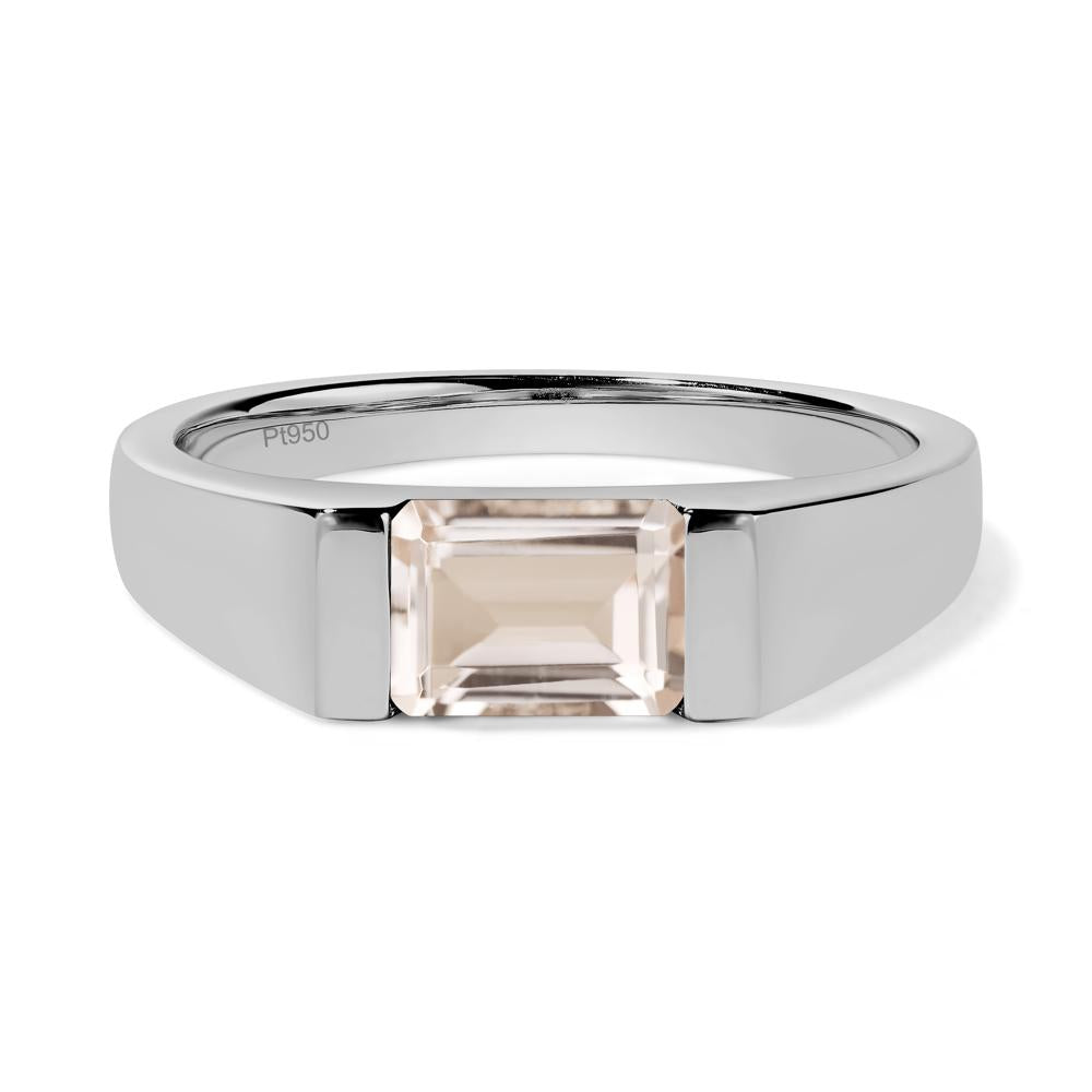 Horizontal Morganite Gender Neutral Ring - LUO Jewelry #metal_platinum