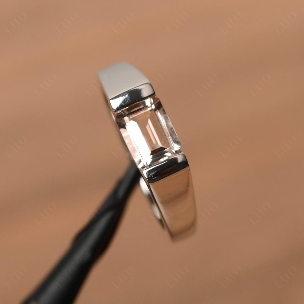 Horizontal Morganite Gender Neutral Ring - LUO Jewelry