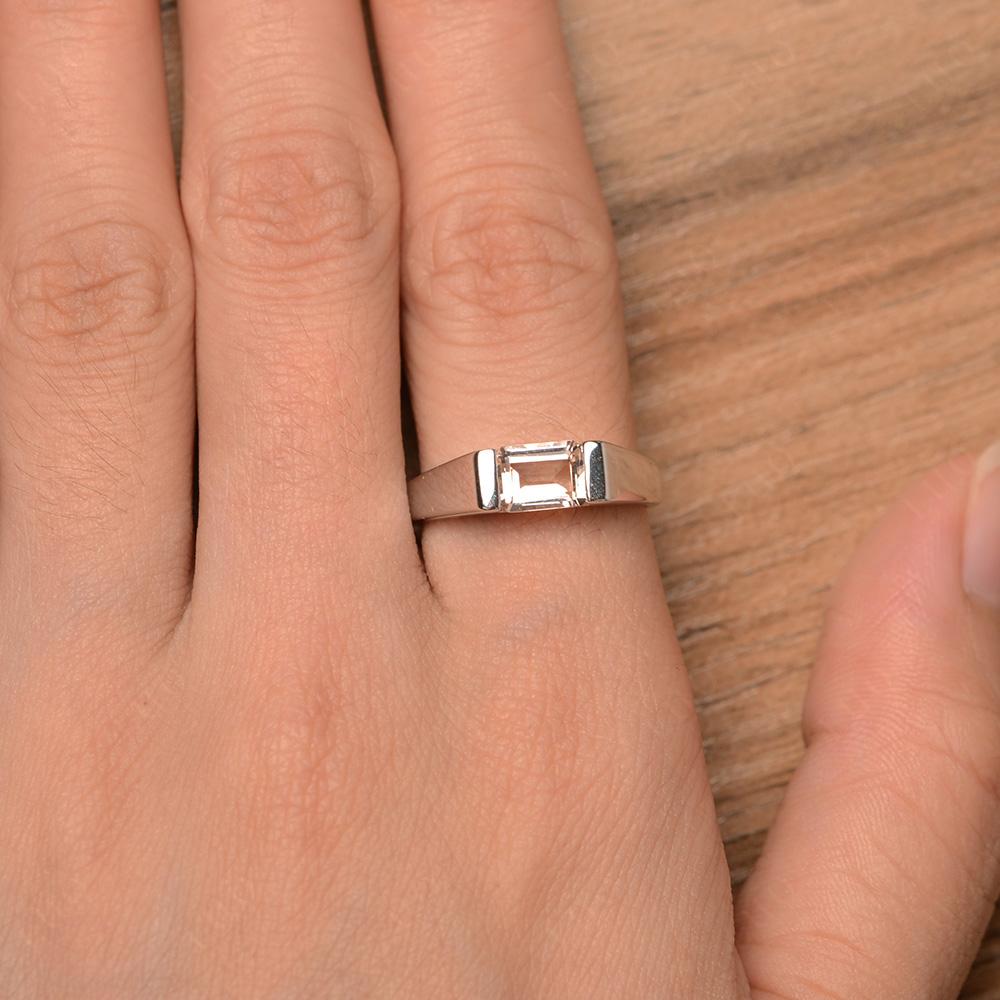 Horizontal Morganite Gender Neutral Ring - LUO Jewelry